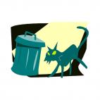 Cat near trash can, decals stickers
