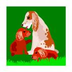 Beagle with beagle puppies, decals stickers