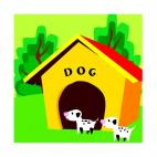 Puppies with dog house, decals stickers