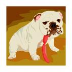Bulldog eating sausage, decals stickers
