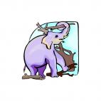 Elephant holding tree branch, decals stickers