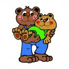 Bear holding son in his arms, decals stickers