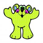 Green bear with hands up, decals stickers