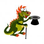 Dragon with cane and hat, decals stickers