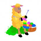 Sheep making a wool sock, decals stickers