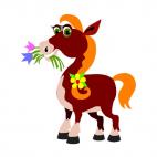 Horse with flowers in his mouth, decals stickers