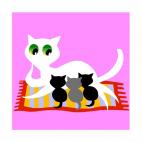 White cat with kittens, decals stickers