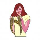 Lady holding snake, decals stickers