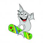 Fish snowboarding , decals stickers