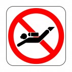No scuba diving allowed sign, decals stickers