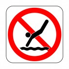 No diving allowed sign, decals stickers
