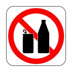 No glass bottlles or cans allowed sign, decals stickers