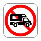 No RV allowed sign, decals stickers