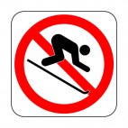 Downhill skiing prohibited sign, decals stickers