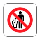 Litter disposal prohibited sign , decals stickers