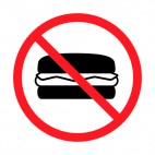 No hamburger allowed sign, decals stickers