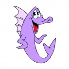 Purple fish with mouth open, decals stickers