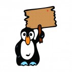 Penguin with sign, decals stickers