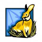 Hare sitting down on grass, decals stickers