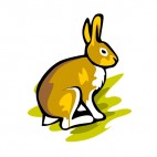 Brown and white hare sitting down, decals stickers