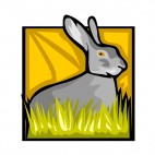 Grey hare standing in grass, decals stickers
