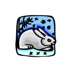 Rabbit in the snow, decals stickers