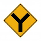 Y intersection warning sign, decals stickers