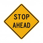Stop ahead warning sign, decals stickers