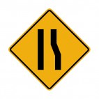 Right lane ending road merge ahead warning sign, decals stickers
