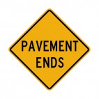 Pavement ends warning sign, decals stickers
