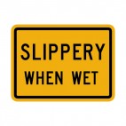 Slippery when wet warning sign, decals stickers