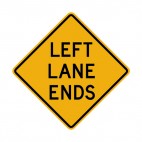 Left lane ends warning sign, decals stickers
