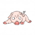 Pig laying down, decals stickers