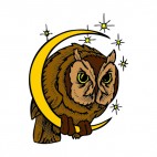 Owl on moon crescent , decals stickers