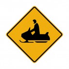 Snowmobile warning sign, decals stickers