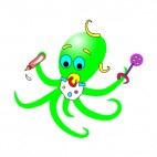 Green baby octopuss, decals stickers