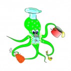 Green octopuss cook, decals stickers