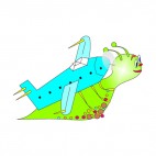 Green snail with airplane on his back, decals stickers