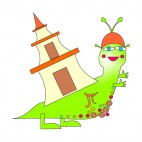 Snail with chinese building on his back, decals stickers