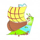 Snail with boat on his back, decals stickers