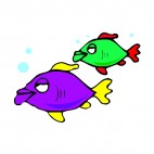 Green and blue fish looking drowzy, decals stickers