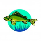 Green fish underwater, decals stickers