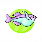 Purple and green fish, decals stickers