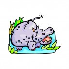 Hippopotamus with mouth open, decals stickers