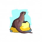 Otter standing on a rock, decals stickers