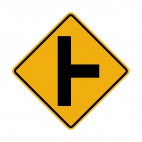 T intersection right side warning sign, decals stickers