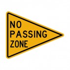 No passing zone warning sign, decals stickers