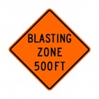Blasting zone at 500 FT sign, decals stickers