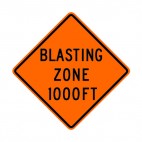 Blasting zone at 1000 FT sign, decals stickers