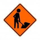 Road construction sign, decals stickers